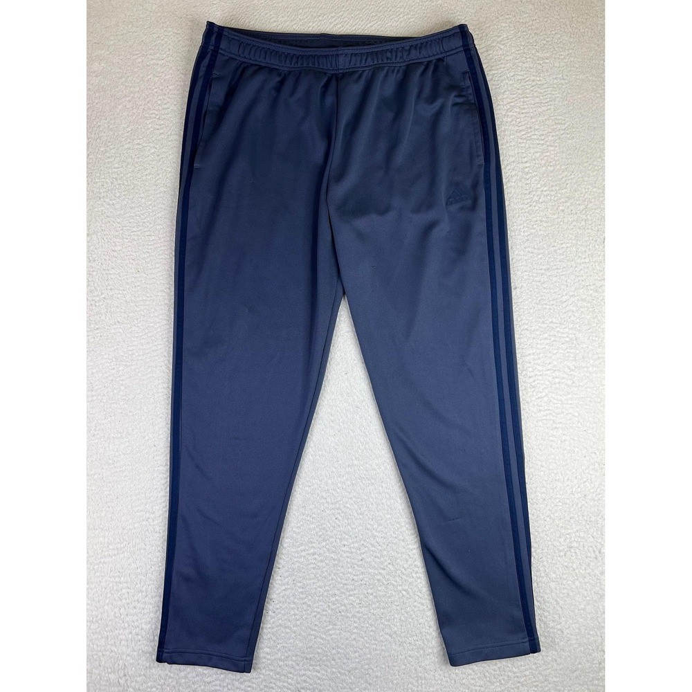 Adidas Mens XL Blue Knit Tapered Training Track Pants Zip Ankle BQ3857